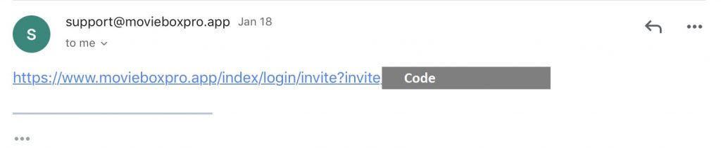 Moviebox Pro invitation code mail